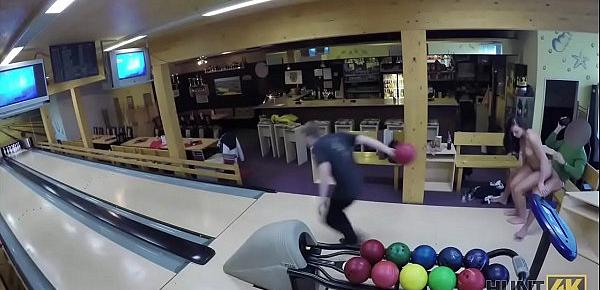  HUNT4K. Couple is tired of bowling, guy wants money, chick wants sex